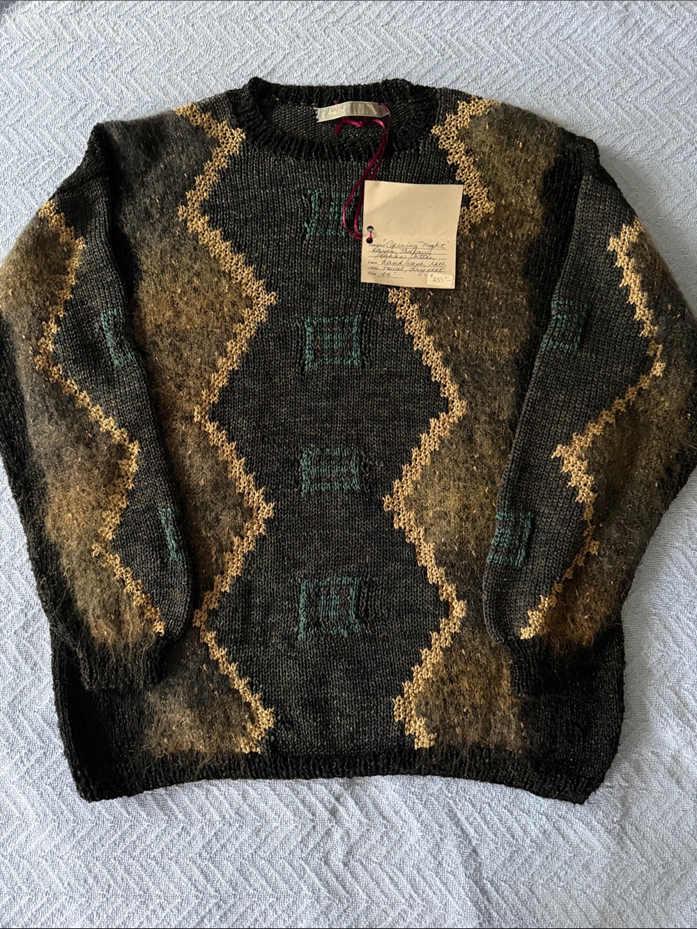 Anastasia Stutcher Women's Black Hand Knit Sweater with Gold Trim